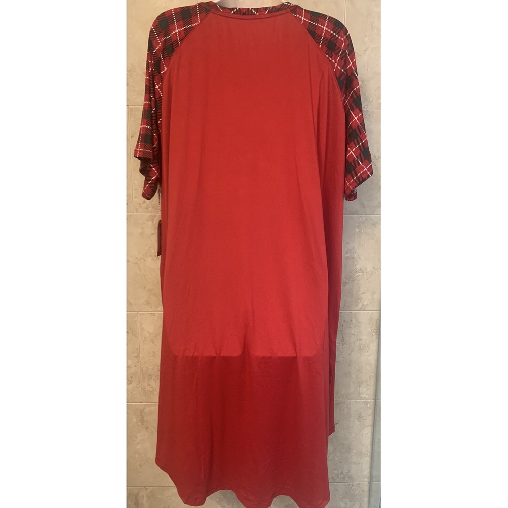 NWT womens red plaid " most likely to drink all the wine" new sleepshirt 2X - Picture 6 of 7